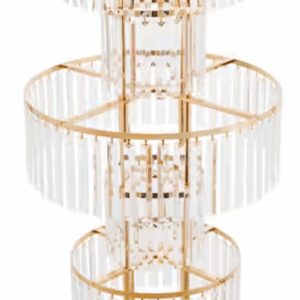 47-inch tall gold 5-tier round chandelier base centerpiece rental for weddings and events in Houston