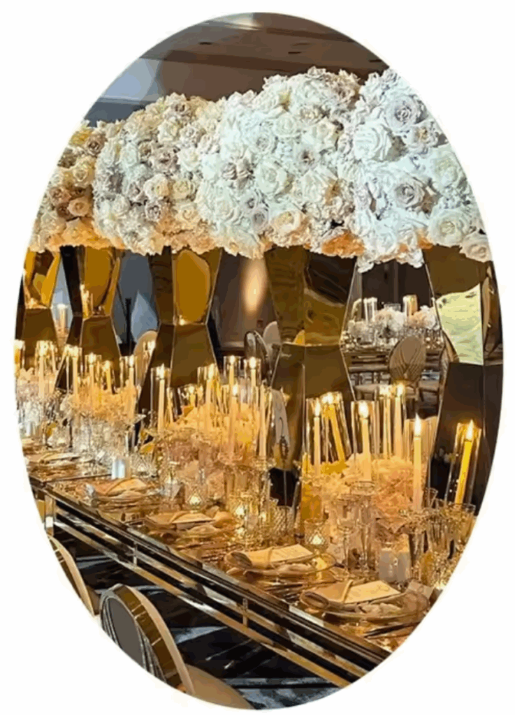 Gold Stainless Steel Plinths Flower Stand 80cmB - Houston Party Rental Services