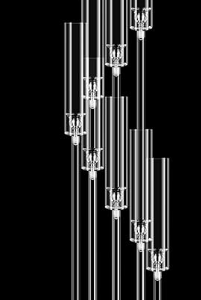Acrylic 8-arm candle holder centerpiece for weddings and events in Houston