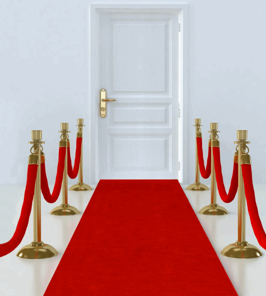 Luxury Red Carpet Rentals in Richmond, TX – Glamour for Weddings, Galas & VIP Events - Houston Party Rental Services Elegant red carpet runner laid out at event entrance, creating a glamorous VIP walkway with stanchions and velvet ropes in Richmond, TX.