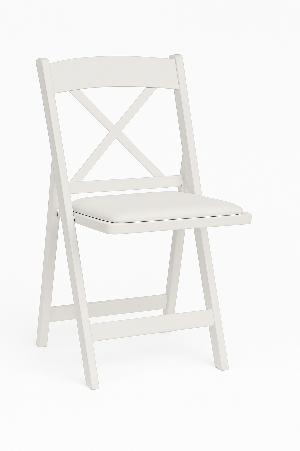 White padded garden chair with cushion shown on a clean white background—stylish event seating for weddings, outdoor parties, and upscale functions. Available from Houston Party Rental Services, serving Houston, Katy, Richmond, and nearby Texas communities.